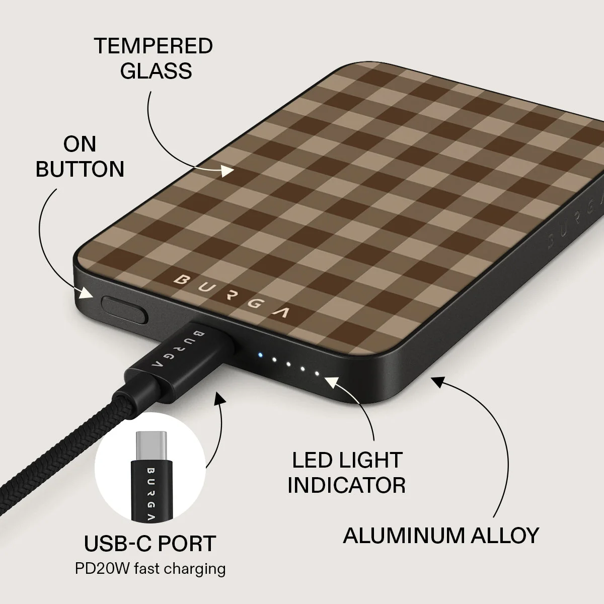 BURGA 5000 mAh vékony MagSafe-kompatibilis powerbank - In Season