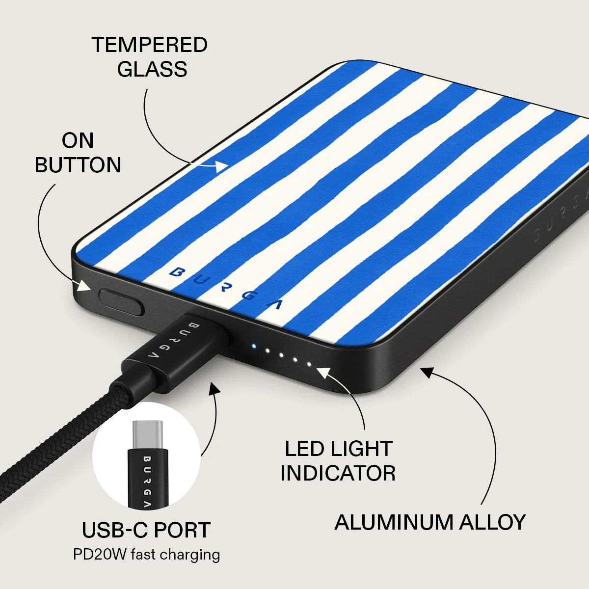 BURGA 5000 mAh vékony MagSafe-kompatibilis powerbank - Kafenio