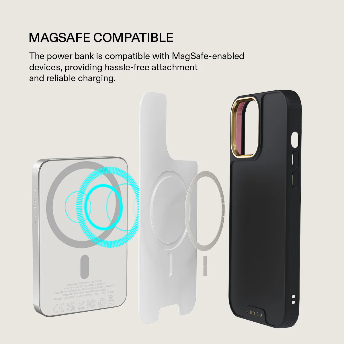 BURGA 5000 mAh vékony MagSafe-kompatibilis powerbank - Milos