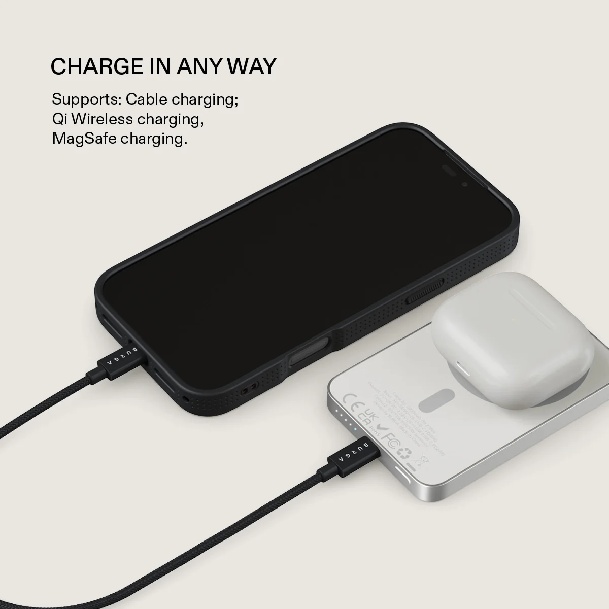 BURGA 5000 mAh vékony MagSafe-kompatibilis powerbank - Pomegranate