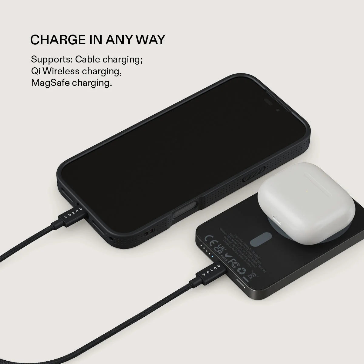 BURGA 5000 mAh vékony MagSafe-kompatibilis powerbank - September Issue