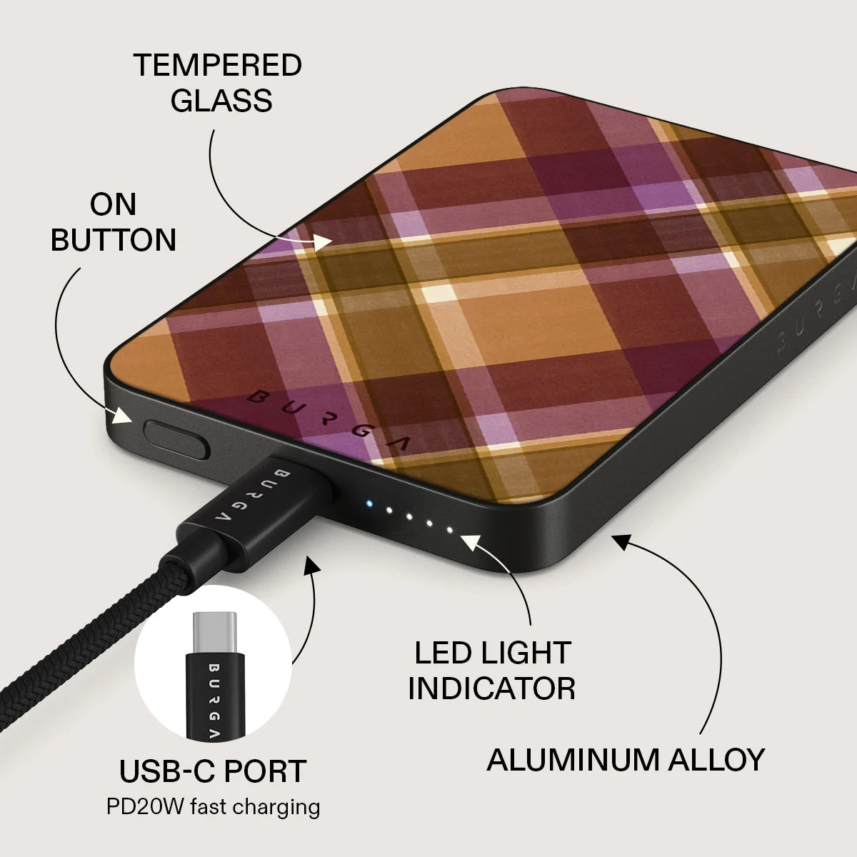 BURGA 5000 mAh vékony MagSafe-kompatibilis powerbank - September Issue