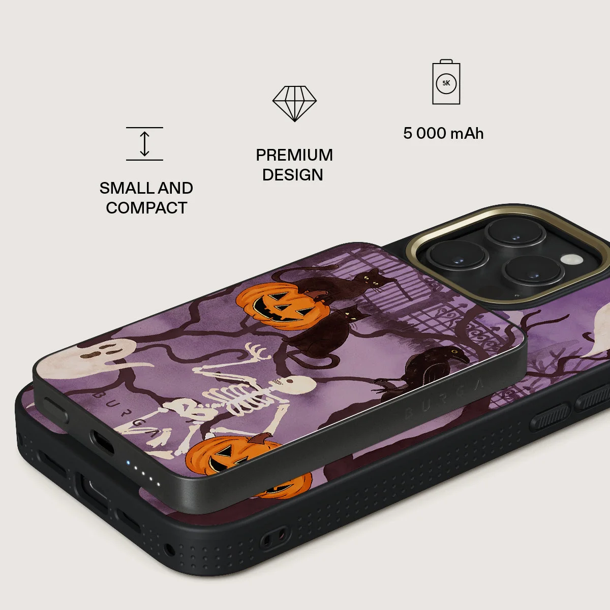 BURGA 5000 mAh vékony MagSafe-kompatibilis powerbank - Trick or Treat