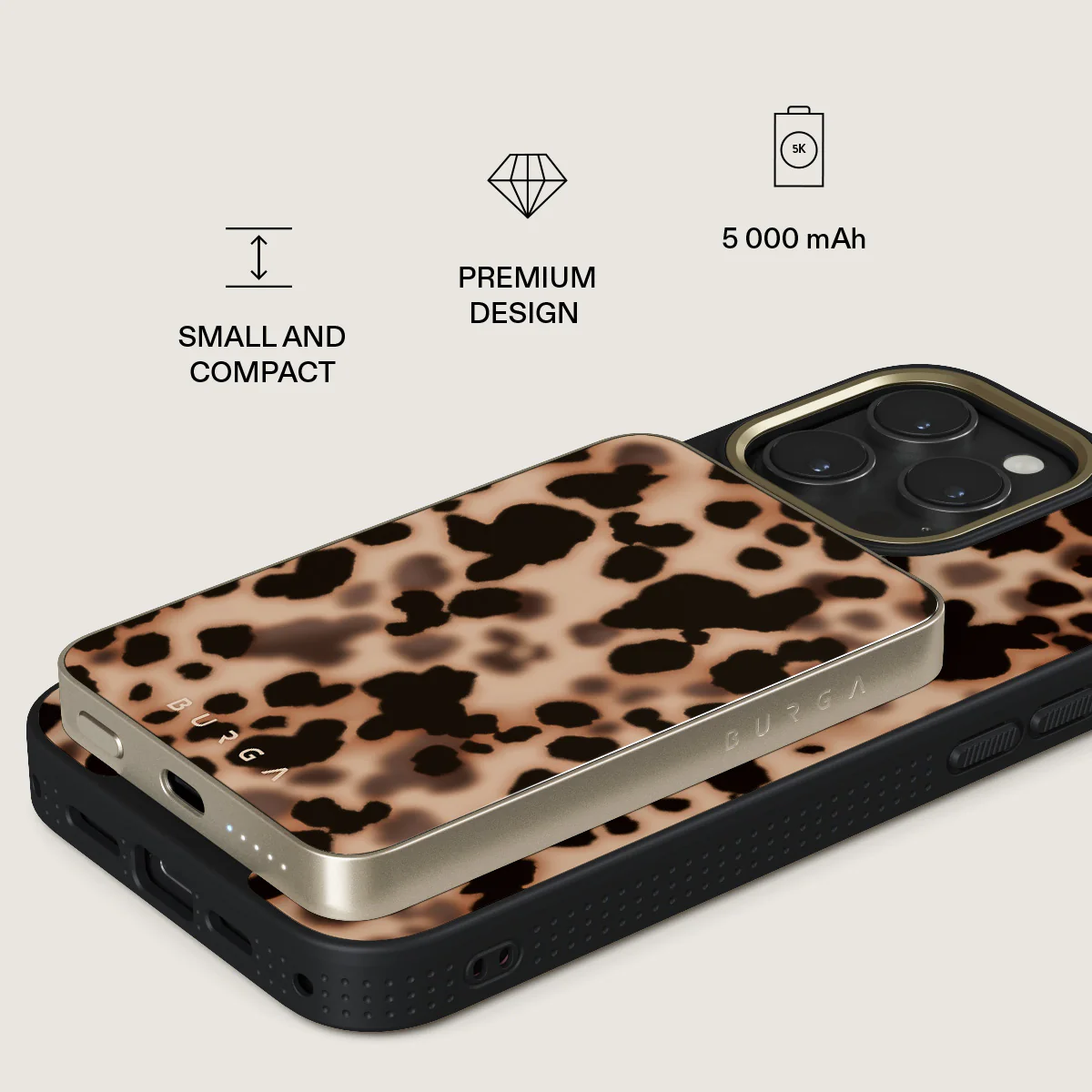 BURGA 5000 mAh vékony MagSafe-kompatibilis powerbank - off duty