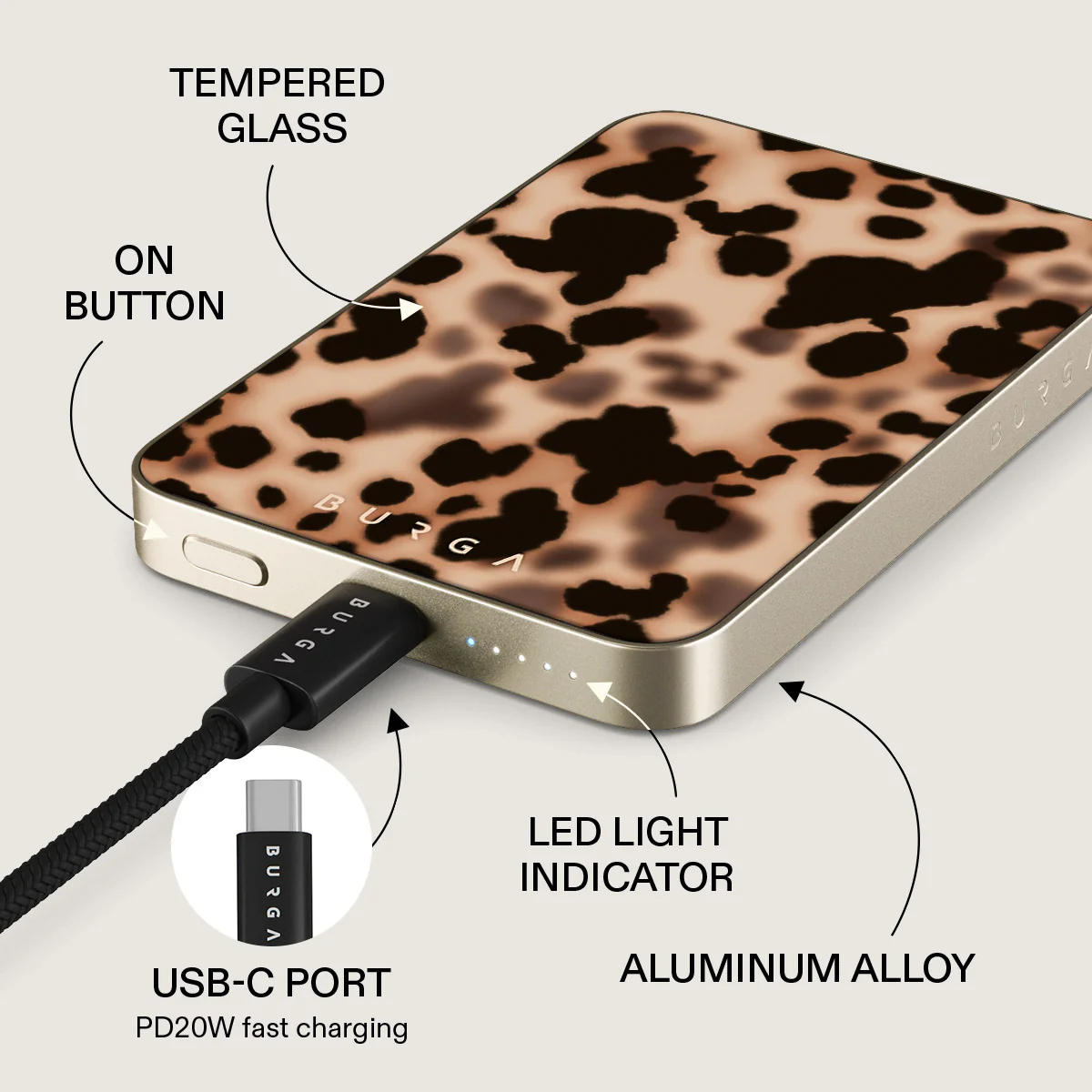 BURGA 5000 mAh vékony MagSafe-kompatibilis powerbank - off duty