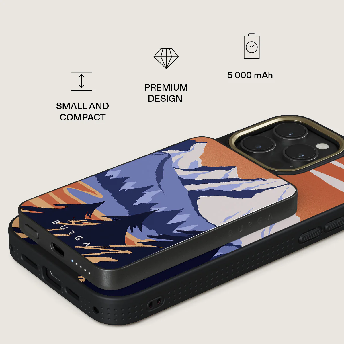 BURGA 5000 mAh vékony MagSafe-kompatibilis powerbank - summit