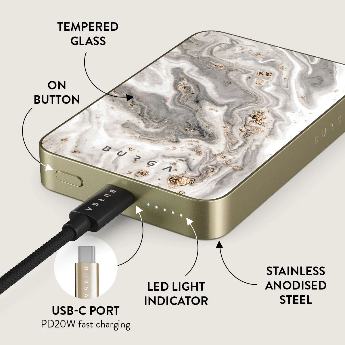 BURGA 5000mAh mágneses powerbank - hóvihar