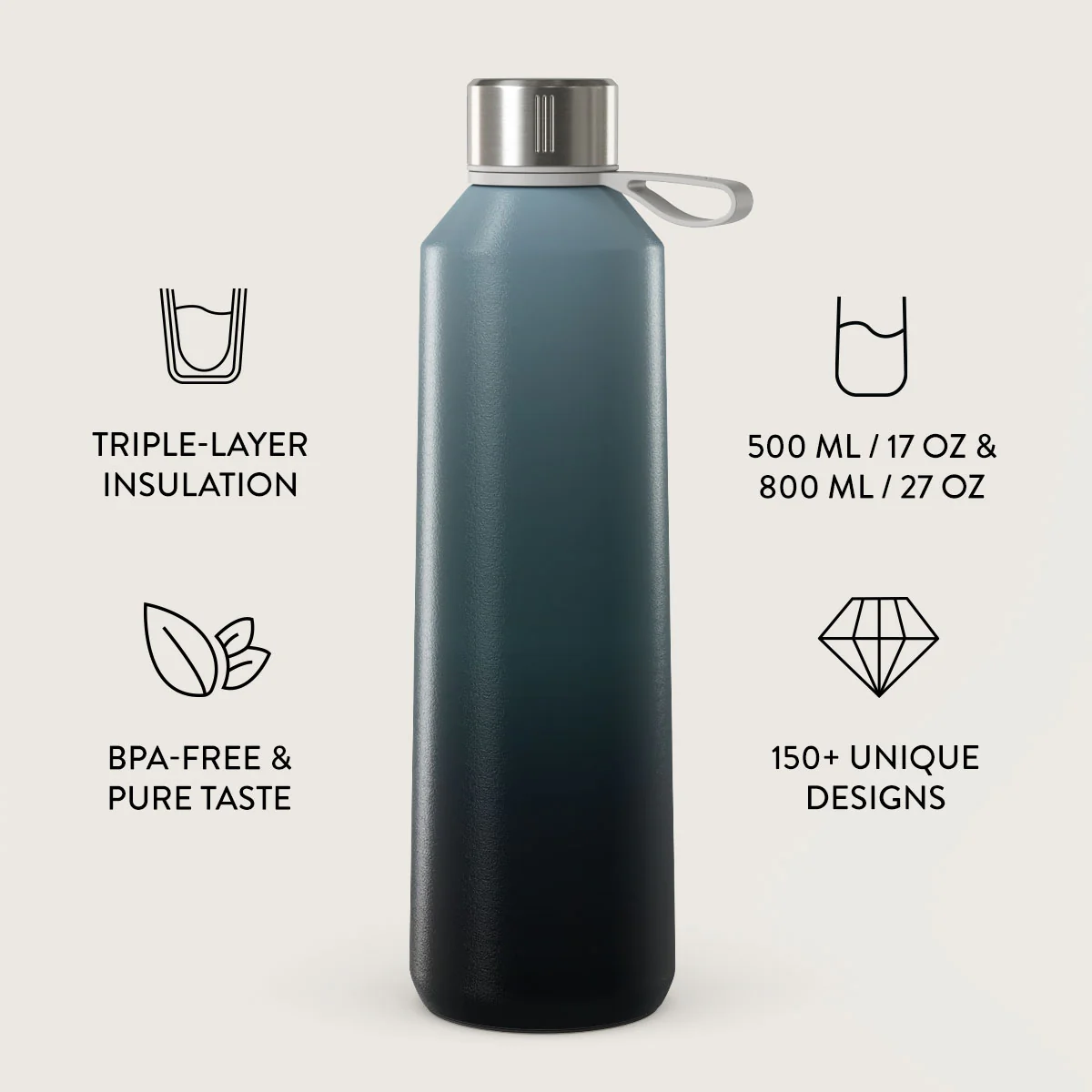 BURGA 500ml kulacs - black hole