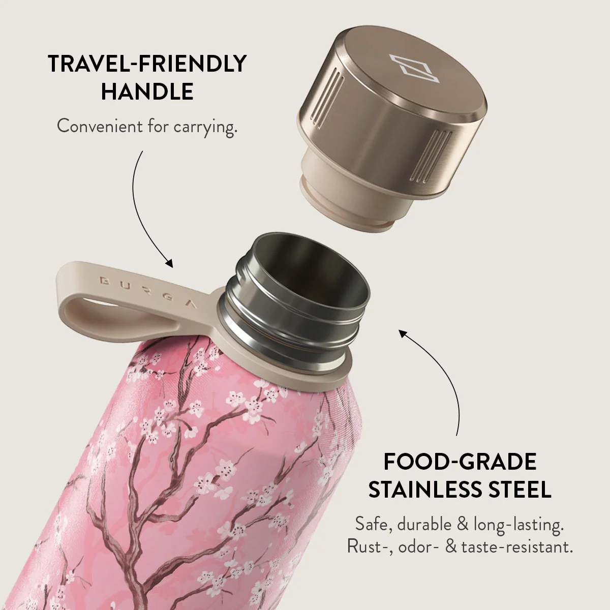 BURGA 500ml kulacs - sakura