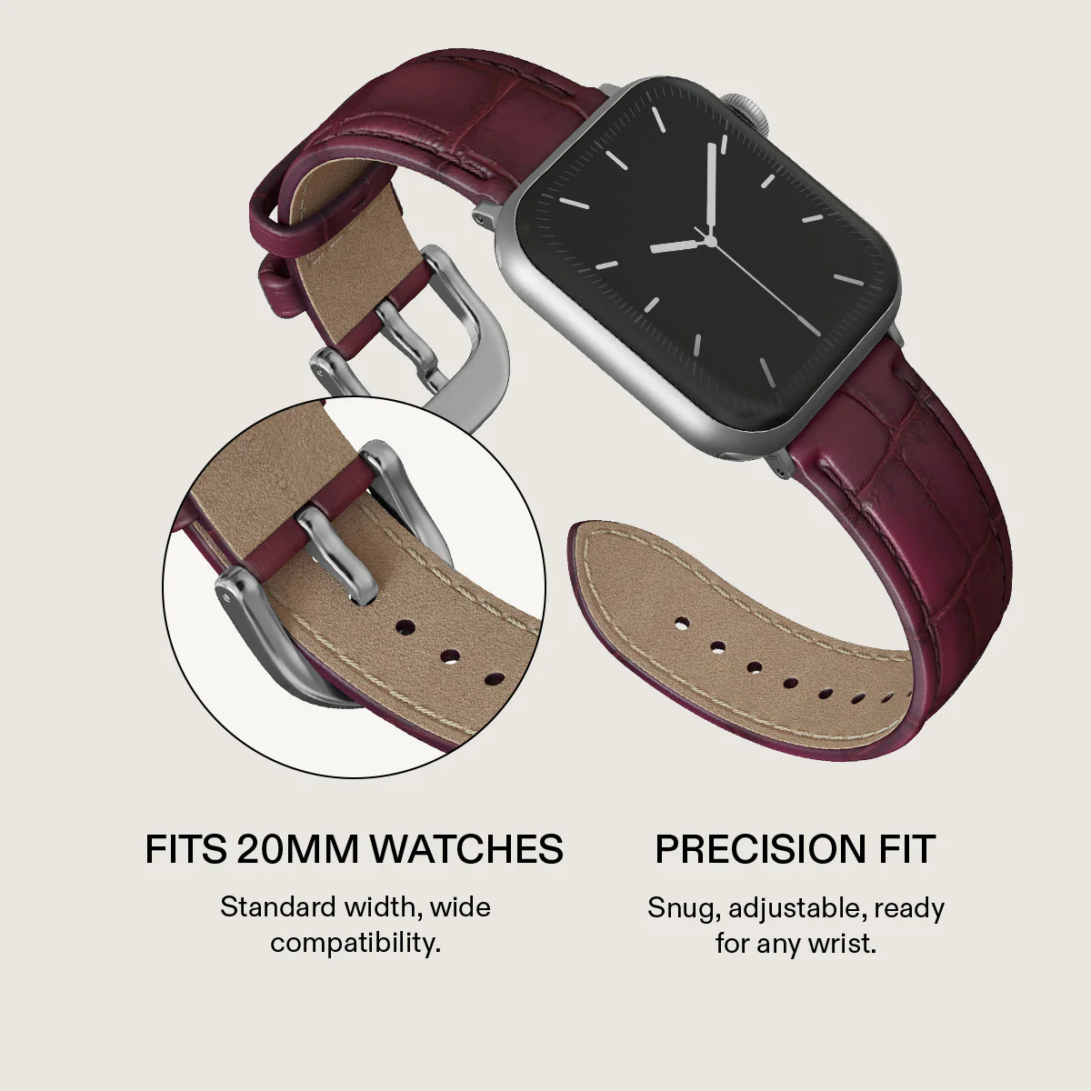 BURGA Apple Watch 38/40/42mm bőrszíj - burgundi