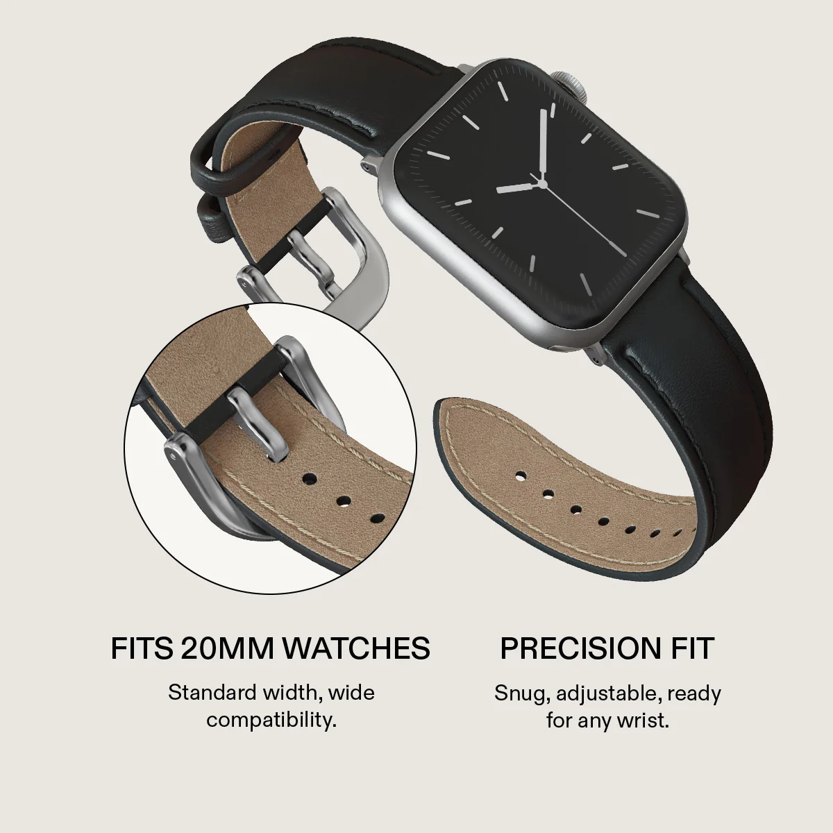 BURGA Apple Watch 38/40/42mm bőrszíj - fekete