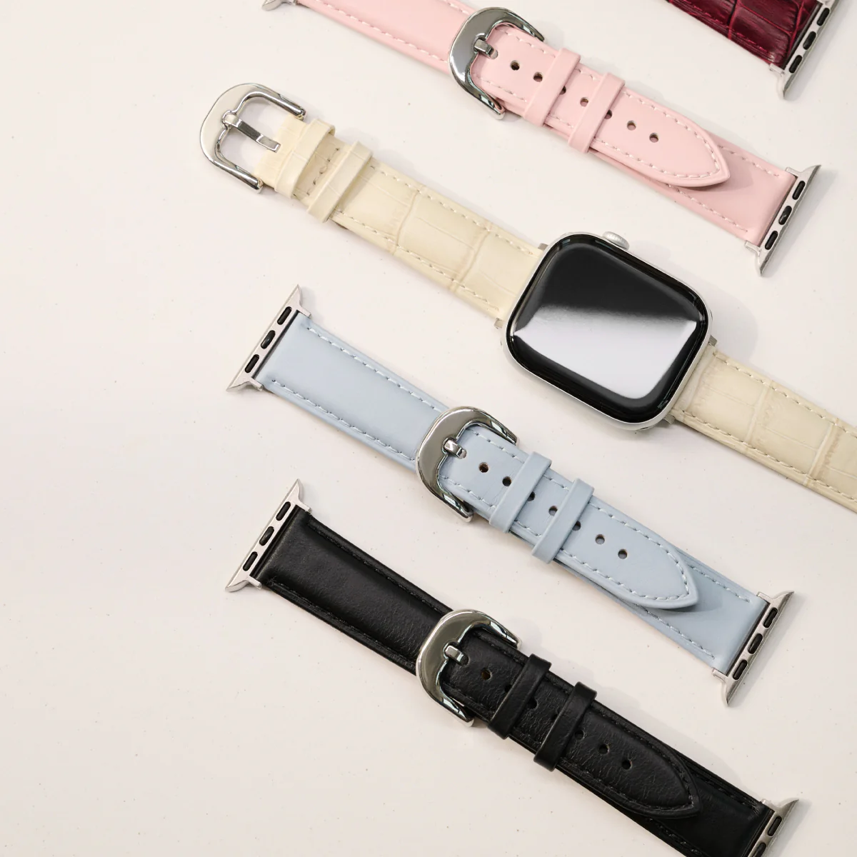 BURGA Apple Watch 38/40/42mm bőrszíj - fekete
