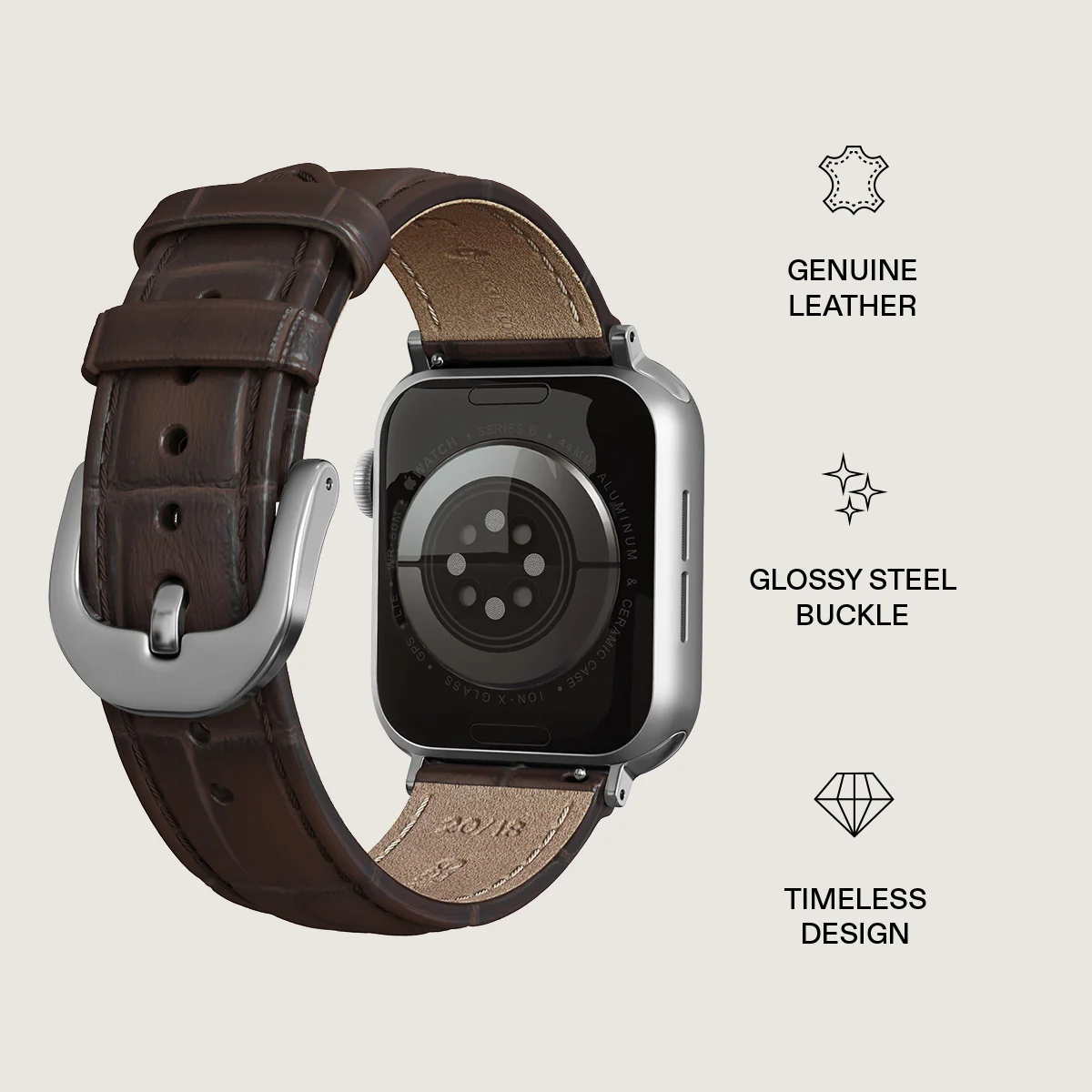 BURGA Apple Watch 38/40/42mm bőrszíj - sötétbarna