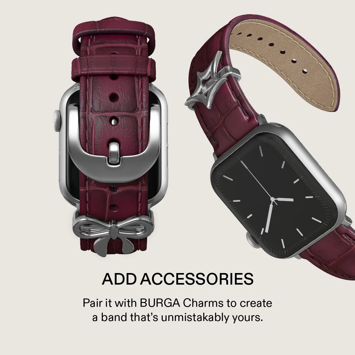BURGA Apple Watch 45/46mm bőrszíj - burgundi