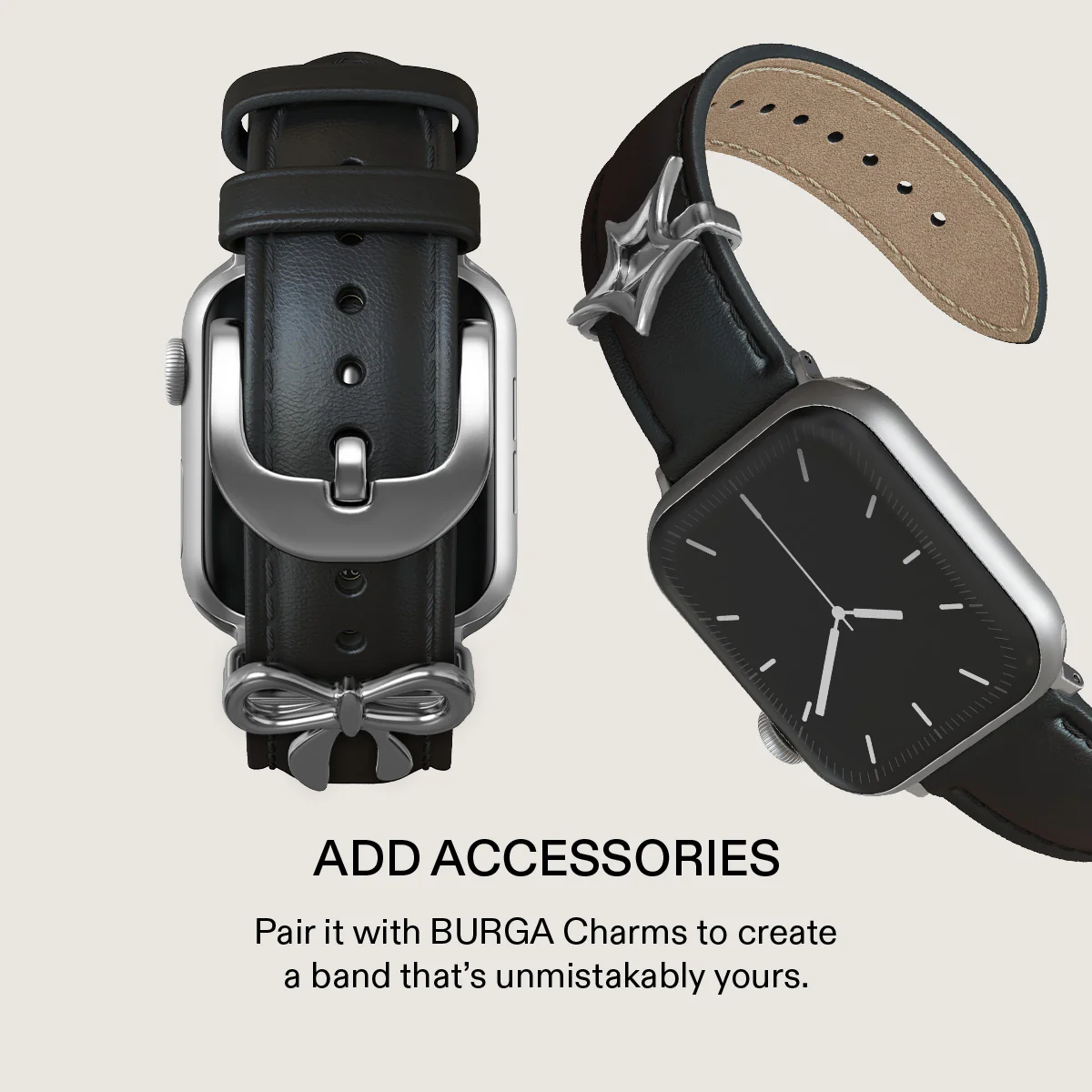 BURGA Apple Watch 45/46mm bőrszíj - fekete