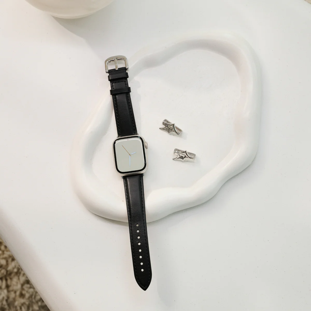 BURGA Apple Watch 45/46mm bőrszíj - fekete