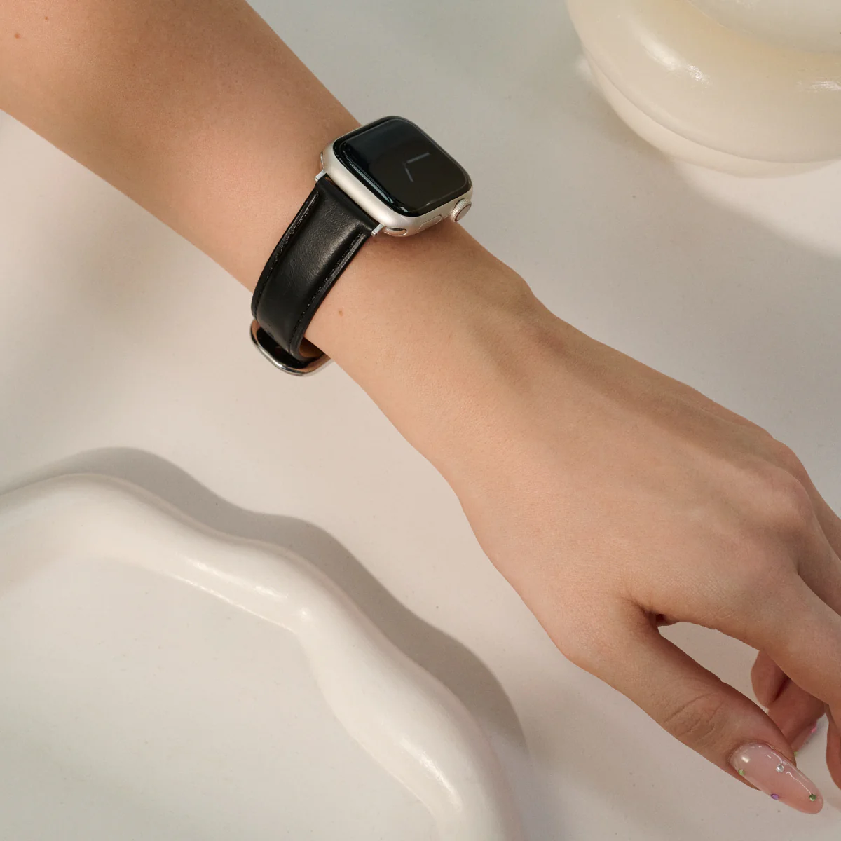 BURGA Apple Watch 45/46mm bőrszíj - fekete