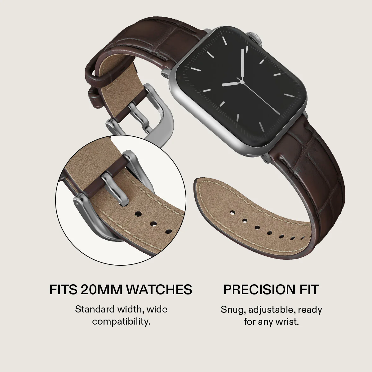 BURGA Apple Watch 45/46mm bőrszíj - sötétbarna