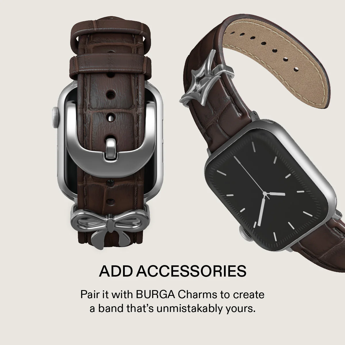 BURGA Apple Watch 45/46mm bőrszíj - sötétbarna