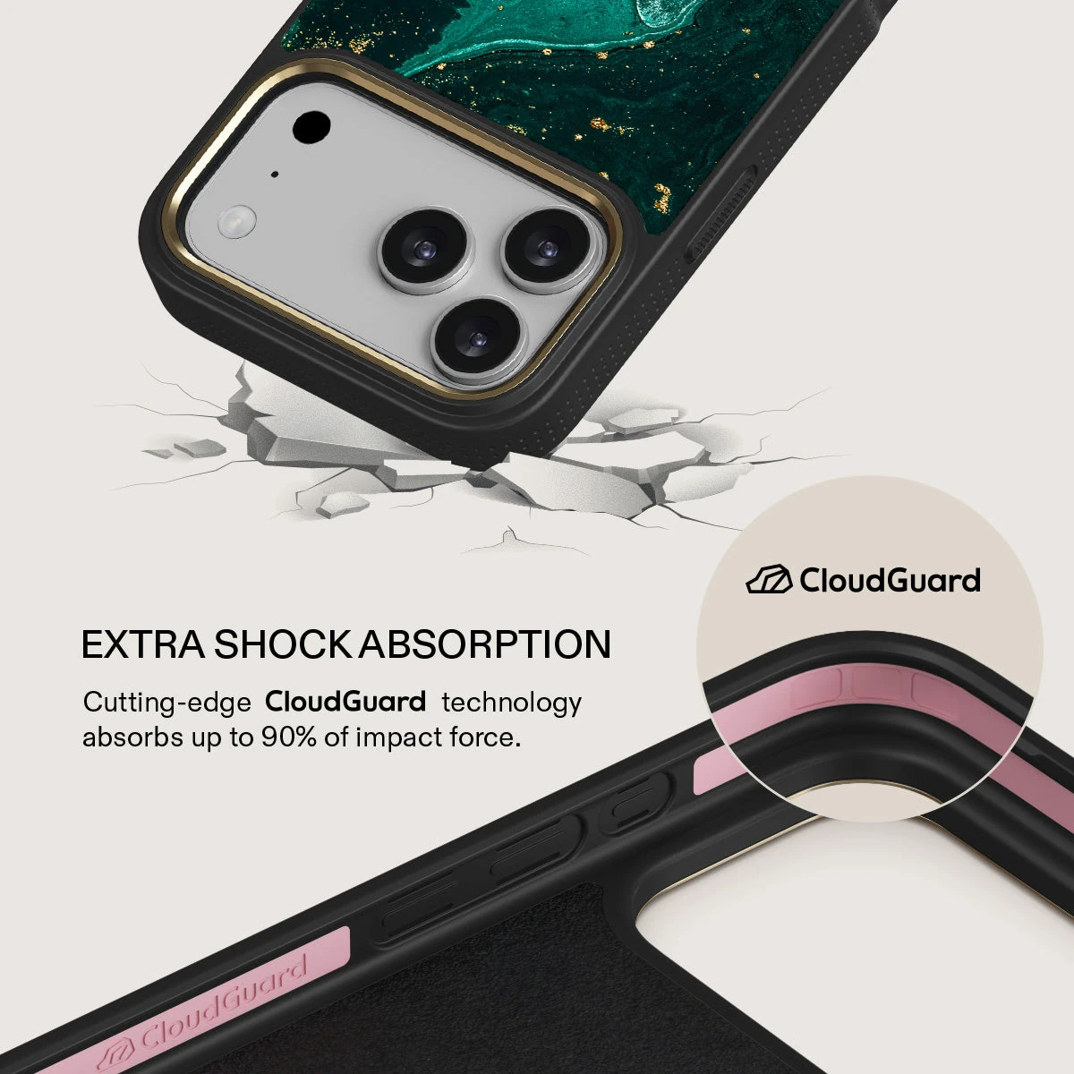 BURGA Elite Gold Ring MagSafe iPhone 18 Pro Max tok - Emerald Pool