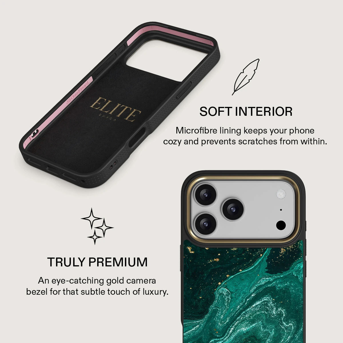 BURGA Elite Gold Ring MagSafe iPhone 18 Pro Max tok - Emerald Pool