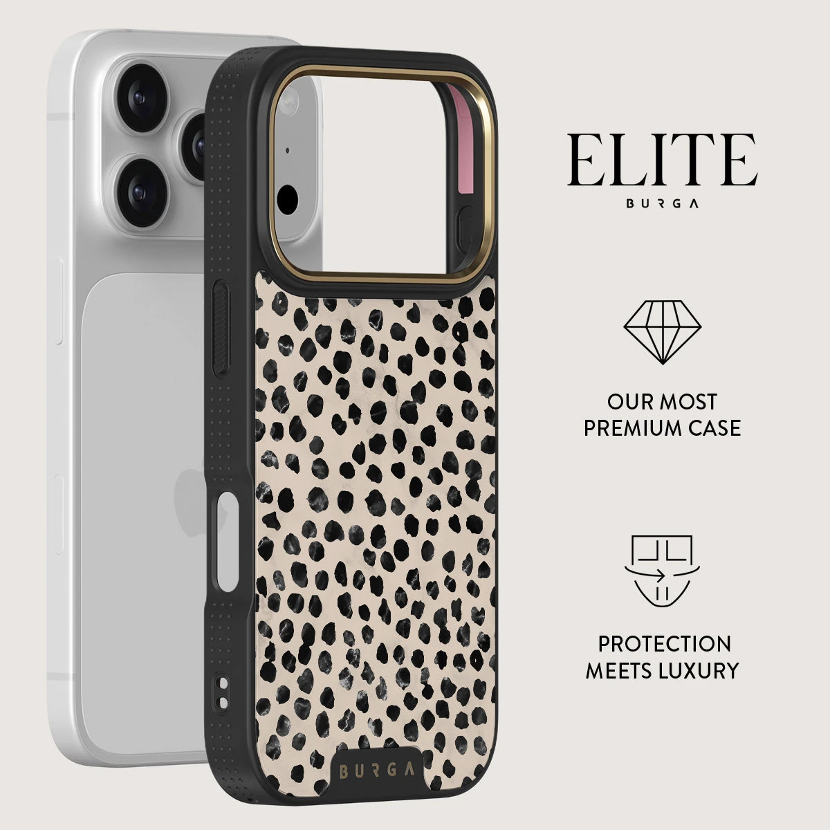 BURGA Elite Gold Ring MagSafe iPhone 18 Pro tok - Almond Latte