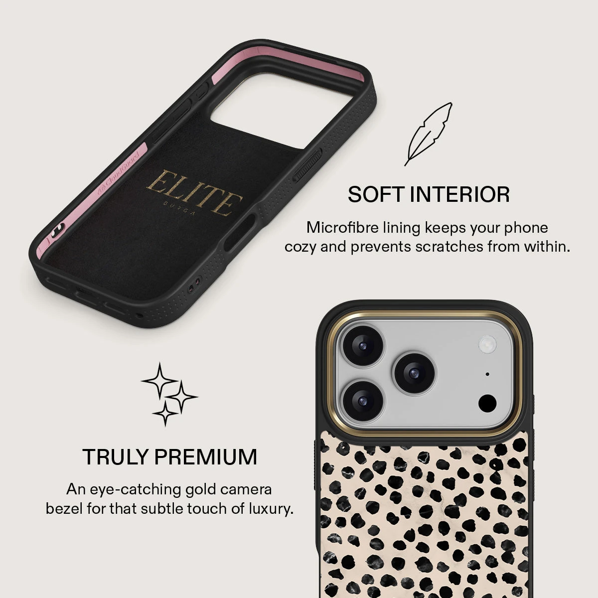BURGA Elite Gold Ring MagSafe iPhone 18 Pro tok - Almond Latte