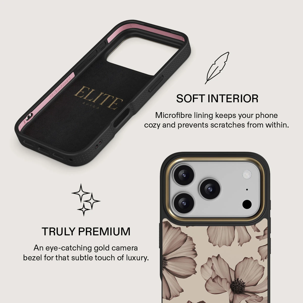 BURGA Elite Gold Ring MagSafe iPhone 18 Pro tok - Barely Yours