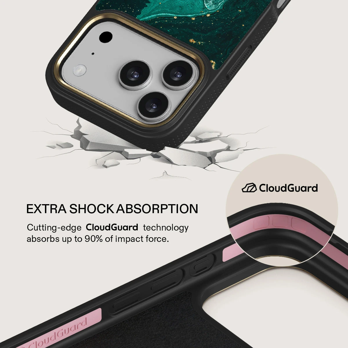 BURGA Elite Gold Ring MagSafe iPhone 18 Pro tok - Emerald Pool