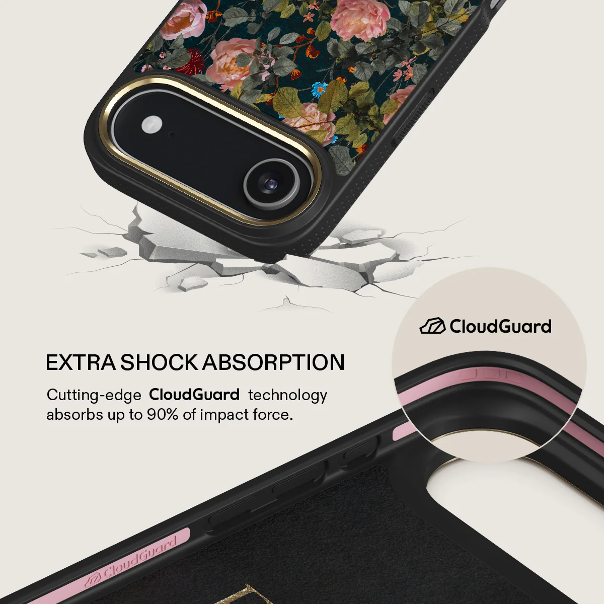 BURGA Elite Gold Ring MagSafe iPhone Air tok - Bloomy Garden