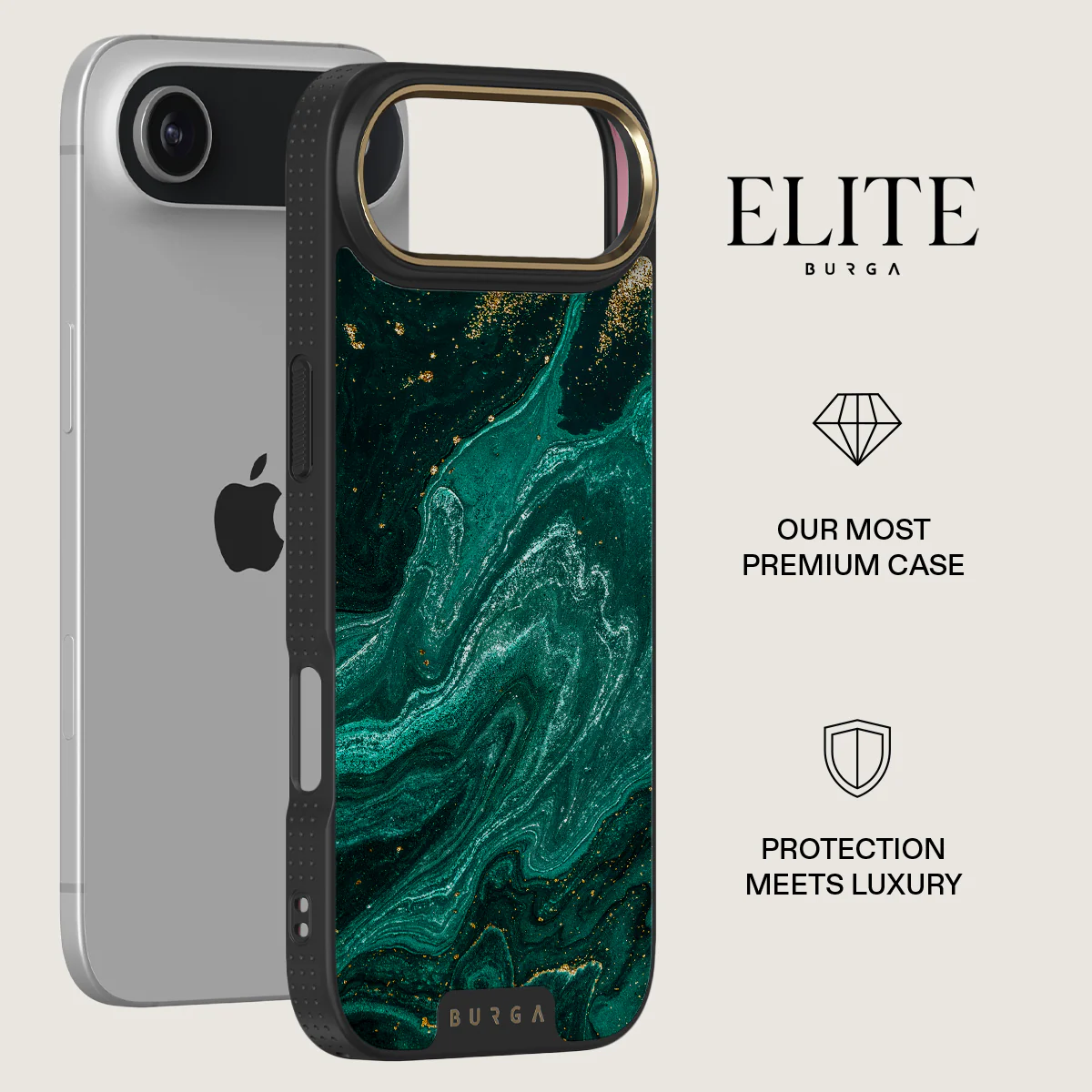 BURGA Elite Gold Ring MagSafe iPhone Air tok - Emerald Pool