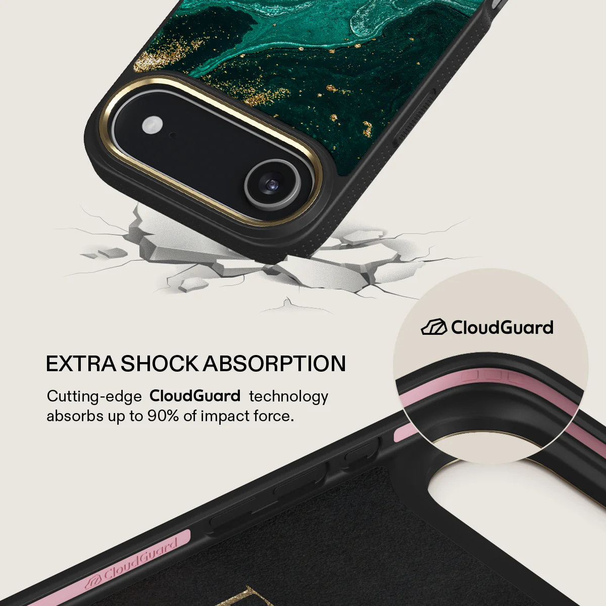 BURGA Elite Gold Ring MagSafe iPhone Air tok - Emerald Pool