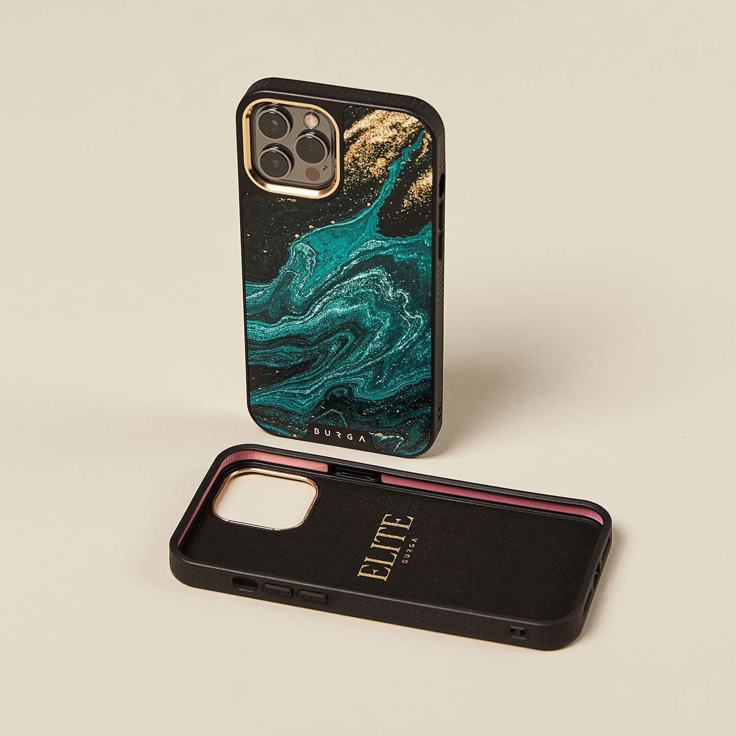 BURGA Elite Gold Ring MagSafe iPhone Air tok - Emerald Pool