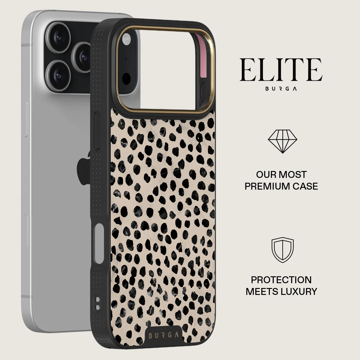 BURGA Elite Gold Ring MagSafe iPhone 17 Pro Max tok - Almond Latte