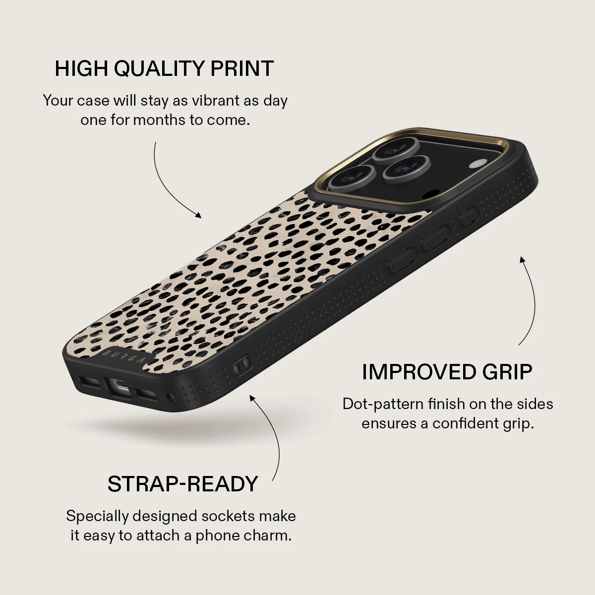 BURGA Elite Gold Ring MagSafe iPhone 17 Pro Max tok - Almond Latte