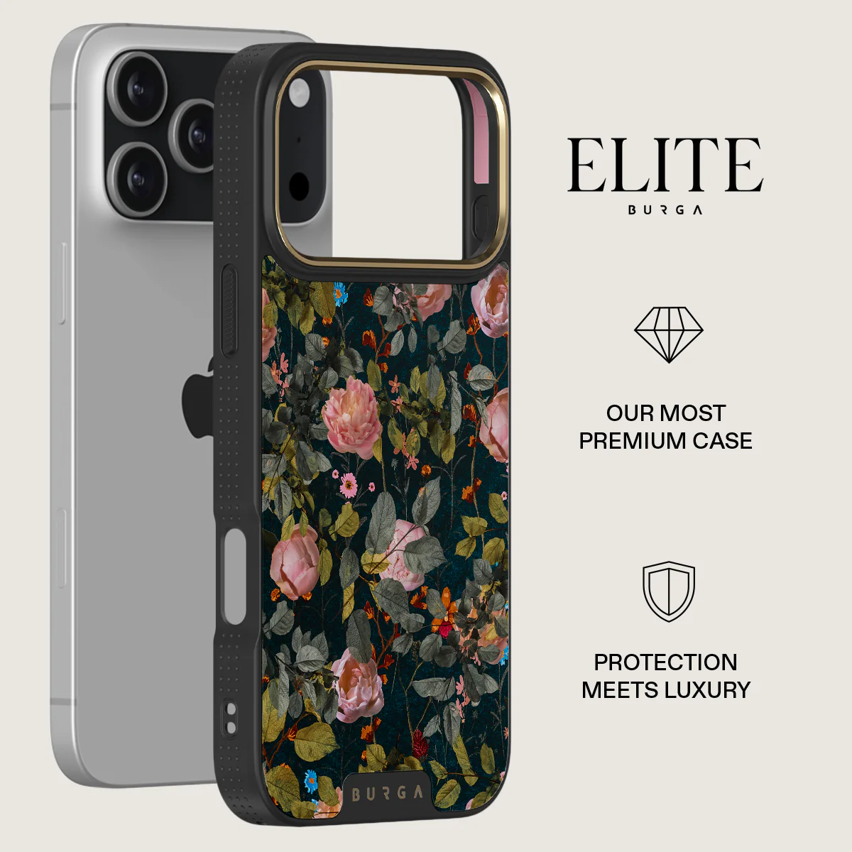 BURGA Elite Gold Ring MagSafe iPhone 17 Pro Max tok - Bloomy Garden
