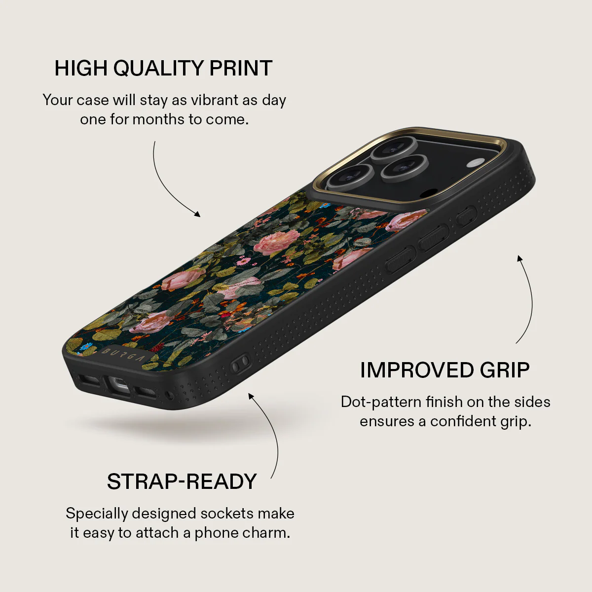 BURGA Elite Gold Ring MagSafe iPhone 17 Pro Max tok - Bloomy Garden