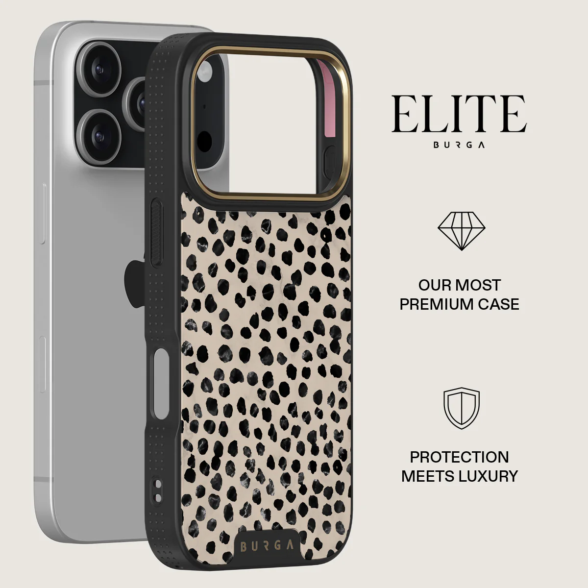 BURGA Elite Gold Ring MagSafe iPhone 17 Pro tok - Almond Latte