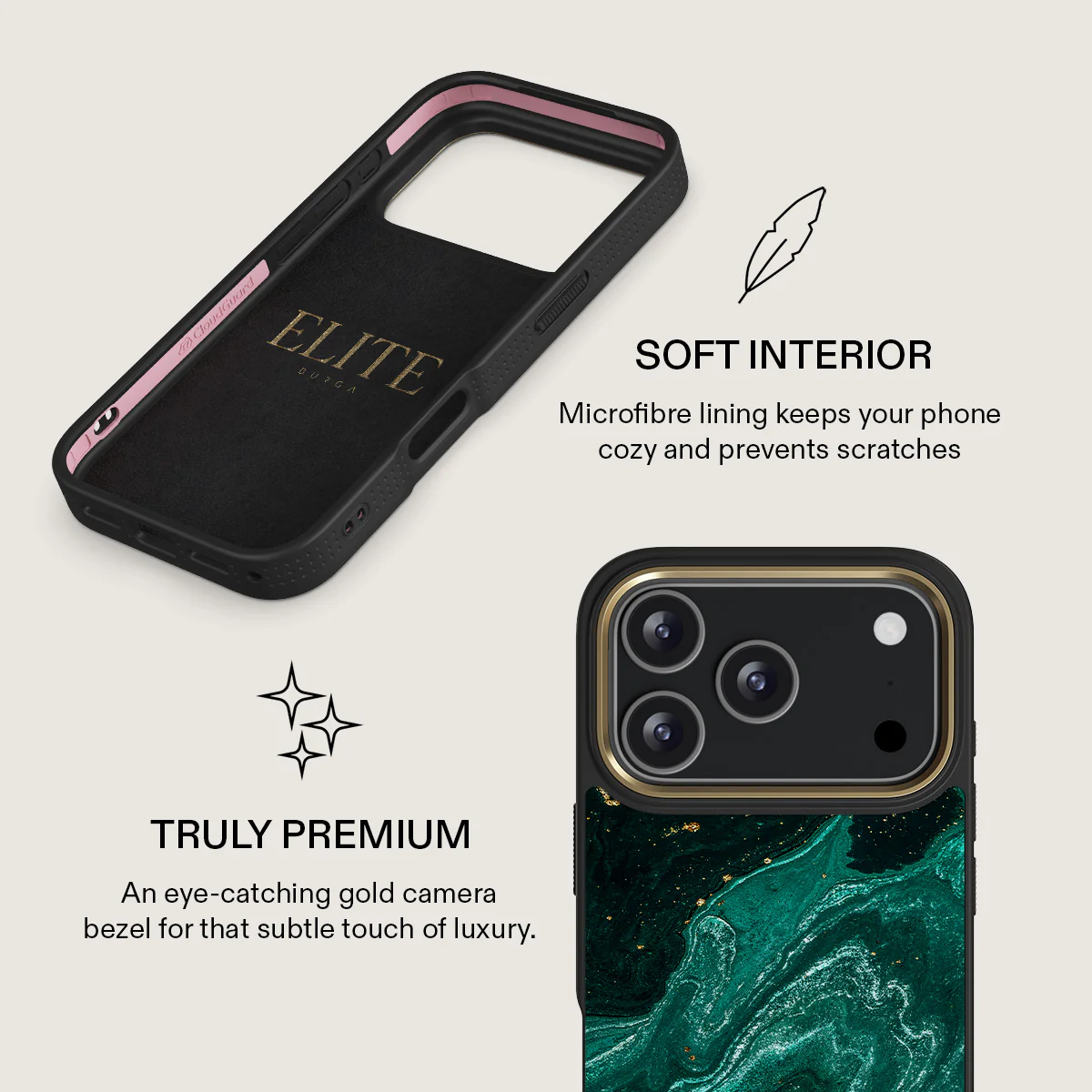 BURGA Elite Gold Ring MagSafe iPhone 17 Pro tok - Emerald Pool
