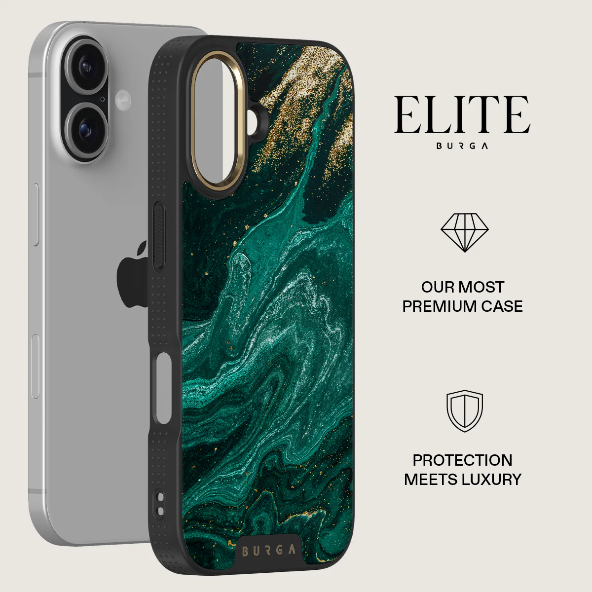 BURGA Elite Gold Ring MagSafe iPhone 17 tok - Emerald Pool