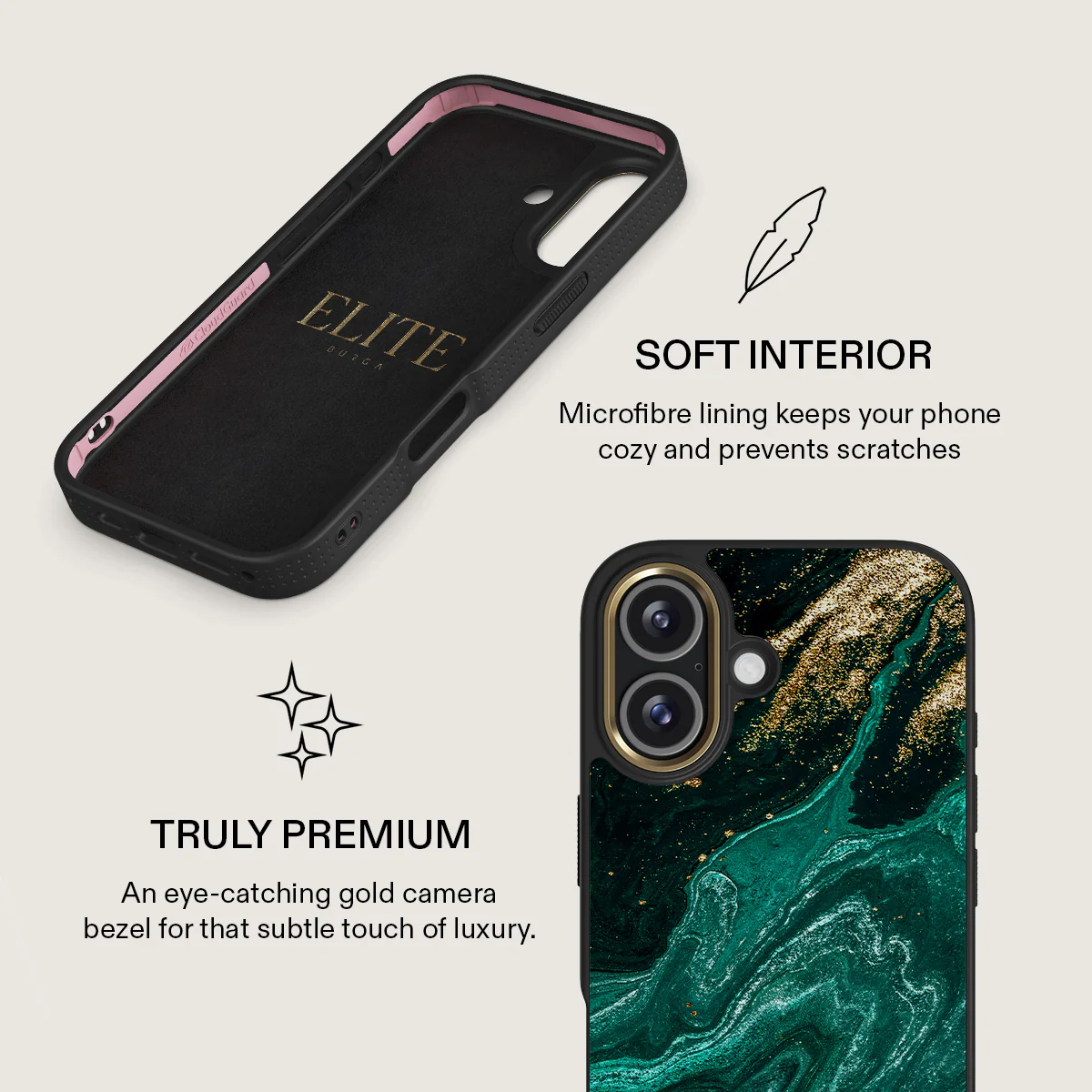 BURGA Elite Gold Ring MagSafe iPhone 17 tok - Emerald Pool