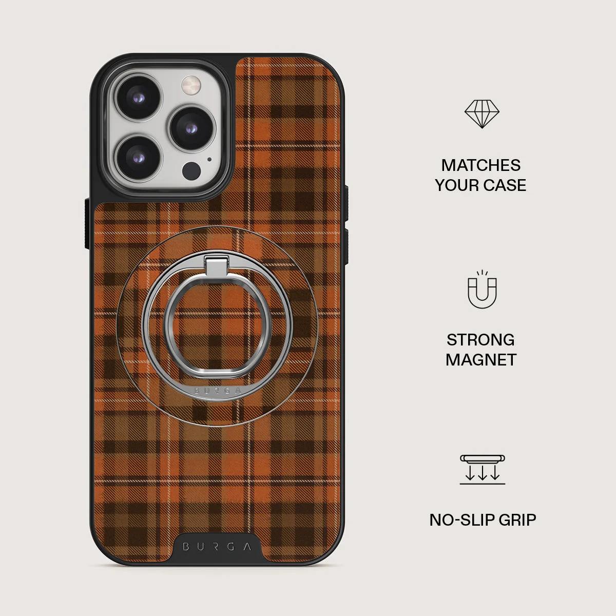 BURGA mágneses telefontartó karika - Autumn Plaid