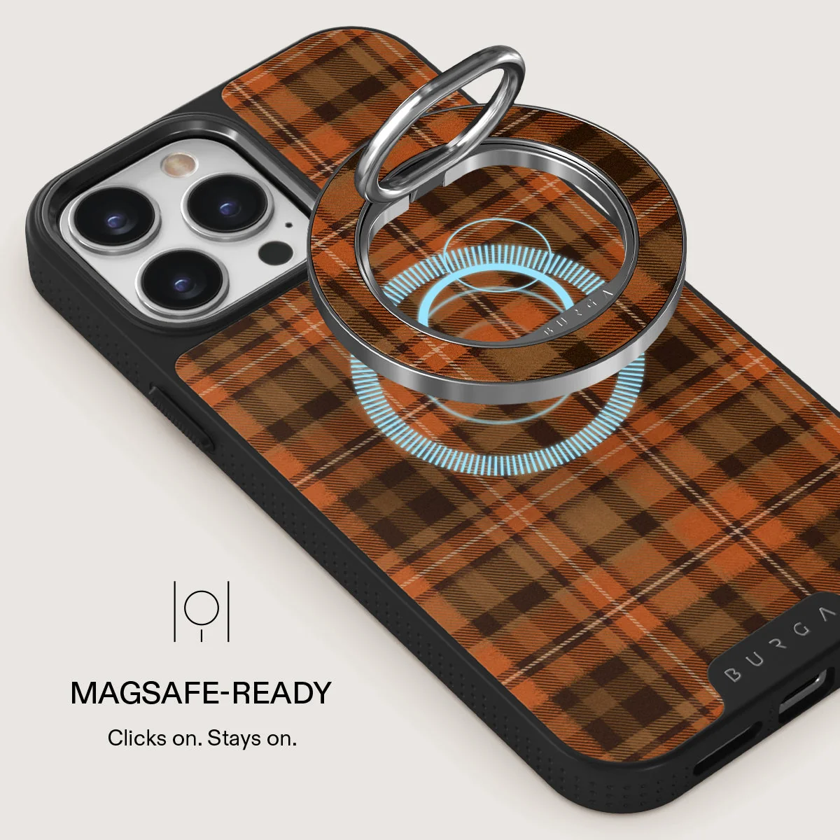 BURGA mágneses telefontartó karika - Autumn Plaid