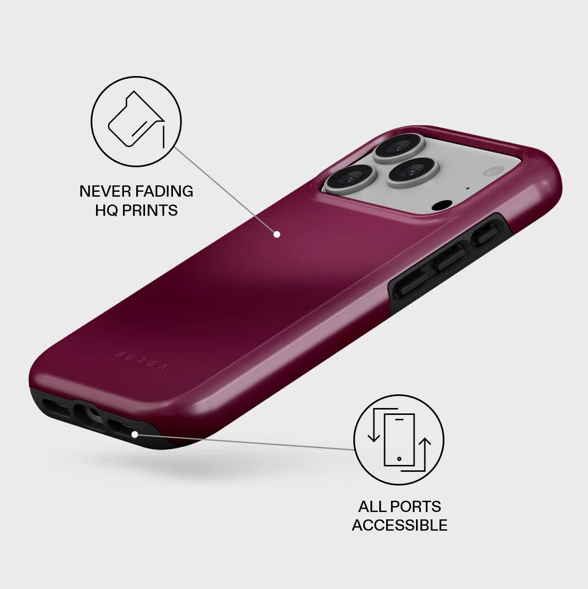 BURGA Tough MagSafe iPhone 17 Pro tok - Dark Cherry