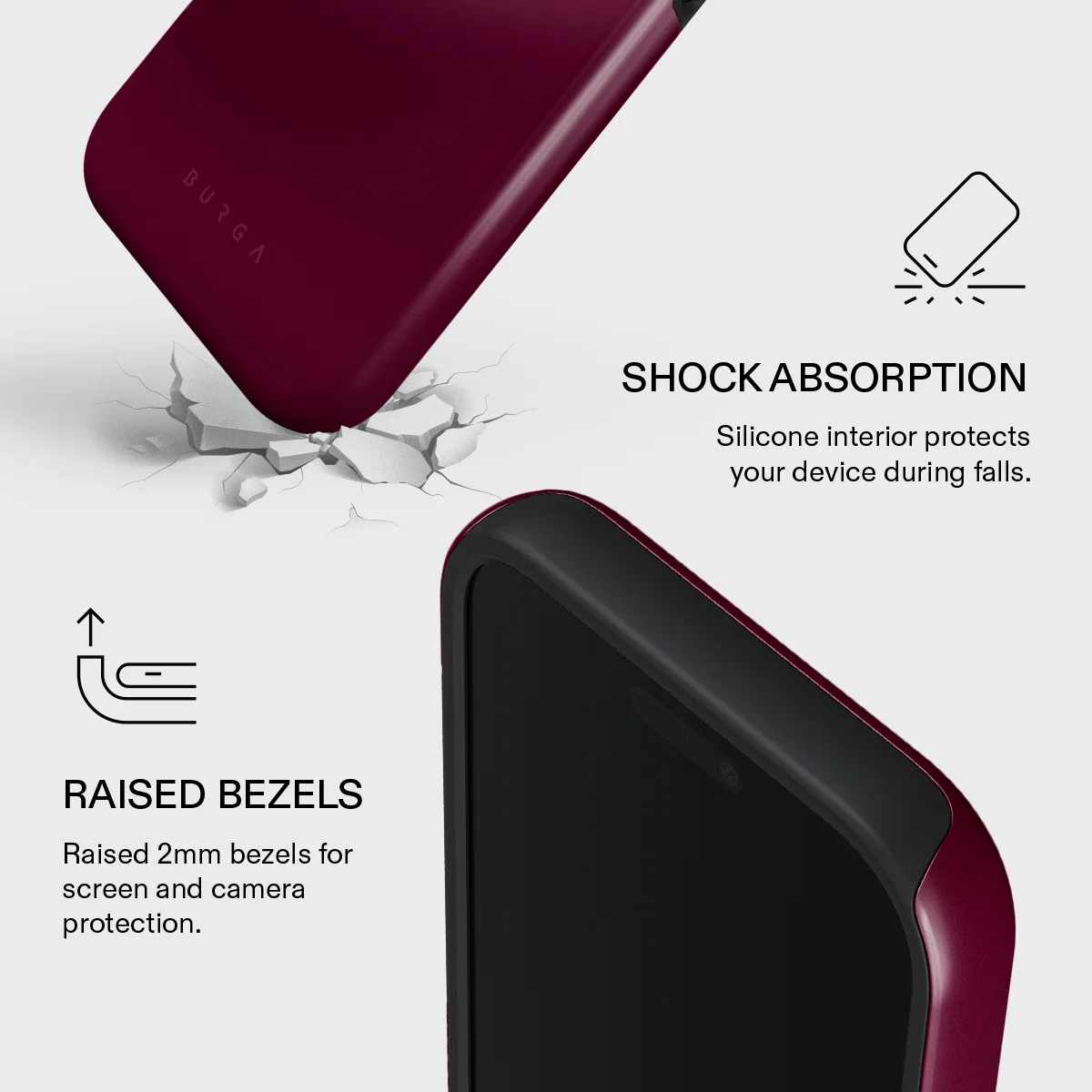 BURGA Tough MagSafe iPhone 17 Pro tok - Dark Cherry