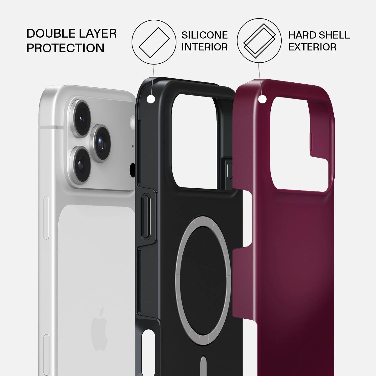 BURGA Tough MagSafe iPhone 18 Pro tok - Dark Cherry
