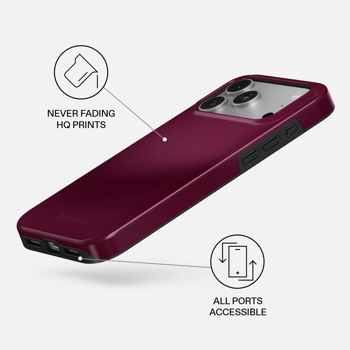 BURGA Tough MagSafe iPhone 18 Pro tok - Dark Cherry