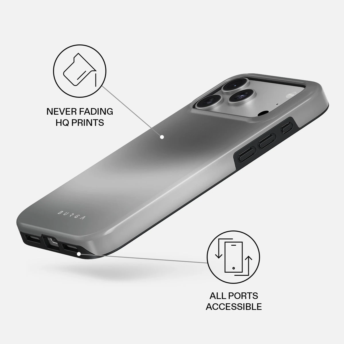BURGA Tough MagSafe iPhone 18 Pro tok - Silver Lining