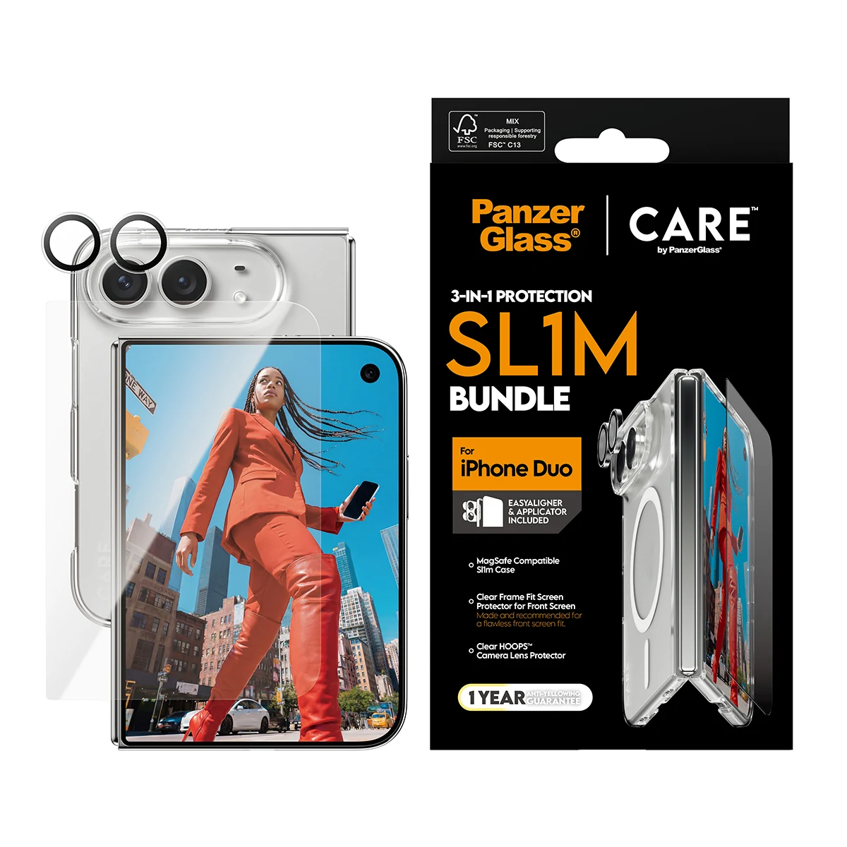 CARE by PanzerGlass 3-in-1 iPhone Duo tok-fólia-kameralencsevédő bundle
