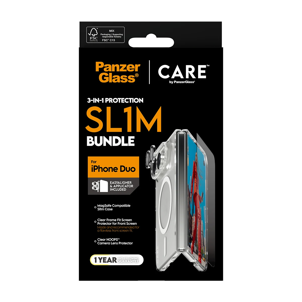 CARE by PanzerGlass 3-in-1 iPhone Duo tok-fólia-kameralencsevédő bundle